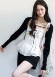 spring brunch outfit, brunch outfit ideas, two piece set women, lace camisole set, korean feminine outfit, coquette outfit, soft girl outfit, layered outfit women, black and white outfit, aesthetic fashion outfit, feminine korean fashion, casual spring outfits women, cute everyday outfit, romantic casual outfit, lightweight summer outfit, stylish two piece outfit, soft aesthetic clothing, date outfit women, trendy korean fashion, delicate feminine outfit