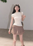 Romantic mini skirt with tiered hem