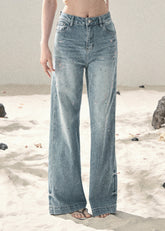 aomalm jeans, wide leg jeans women, sequin jeans, galaxy denim pants, korean feminine jeans, straight wide leg denim, summer jeans women, pear shape jeans, vintage blue jeans, cotton denim trousers, stardust jeans, feminine korean fashion