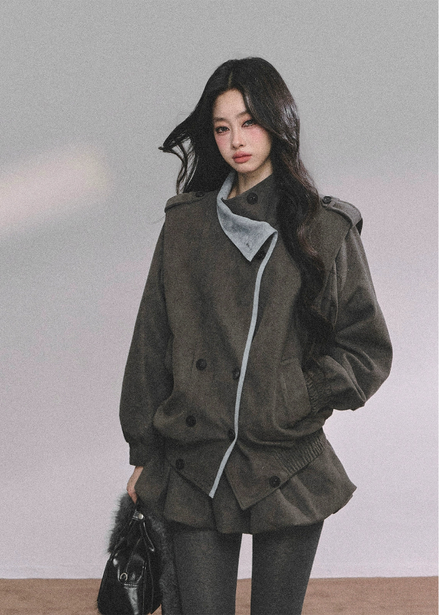 French wool suit set, women's blazer two-piece, autumn blazer outfit, luxury wool skirt set, Korean fashion suit set, bud skirt outfit, fall winter two-piece set, elegant French style outfit, Korean American street style set, women's oversized blazer, soft wool jacket outfit, urban chic women's set, K-fashion wool blazer, boutique women's suit set, trendy fall skirt set, winter fashion two-piece, high-end women's blazer set