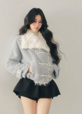 faux lambswool jacket women, winter cotton jacket women, korean minimal outerwear, soft blue winter jacket, imitation lamb jacket, refined women coat, cozy winter top women, premium women outerwear, aomalm jacket style, understated luxury winter wear, clean design jacket women, feminine winter jacket, modern casual outerwear, warm lightweight jacket women, elegant winter layering piece
