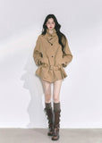 french trench jacket, korean short trench coat, autumn outerwear women, seoul street style jacket, belted loose fit coat, stand collar windbreaker, hepurn fashion jacket, elegant french outerwear, korean fashion 2025, minimalist city coat, oversized chic jacket, trendy korean outfit, casual luxury jacket, nom alm style, korean modern trench