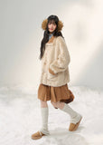 sweet suede patchwork coat, fluffy panel lapel jacket, colorful buckle coat, Korean girly outerwear, AW suede lapel coat, umoumo aesthetic coat, mid-length soft jacket, feminine winter coat, suede and fluff patchwork, cute Korean winter fashion, pastel soft outerwear, warm winter lapel coat, trendy patchwork jacket, Fragileheart soft mood, cozy girly mid-length coat, Korean cute daily outerwear, suede winter jacket girl