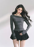 korean off shoulder long sleeve, korean hot girl top women, minimalist korean streetwear top, off shoulder drape knit top, korean fall fashion slim top, seoul style off shoulder shirt, korean aesthetic blouse women, korean sexy minimalist top, chic korean long sleeve shirt, korean modern street outfit, off shoulder hot girl korean fashion, korean autumn fitted top, french chic off shoulder design, korean straight shoulder long sleeve, kfashion minimalist fall top