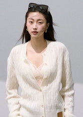 Soft White Knit Coat Lazy Fit Preppy Edit