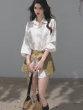 Natural Season Lace-Waist Shirt Dress Set