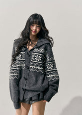 AOMALM cardigan, Fair Isle knit sweater, Korean winter cardigan, horn button sweater, Nordic knit jacket, women wool cardigan, winter knitwear women, soft feminine cardigan, Korean aesthetic sweater, vintage knit cardigan, cozy winter top, Fair Isle pattern sweater, layered winter outfit, women knit jacket, autumn winter cardigan, feminine knit top, Korean style knitwear