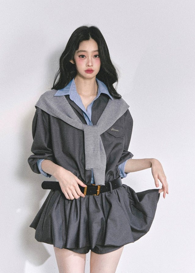 korean plaid dress, two piece set women, korean preppy outfit, hepburn style dress, autumn mini skirt set, belted plaid outfit women, seoul fashion 2025, korean chic preppy look, vintage school girl outfit, trendy korean clothing, blue check dress, elegant french plaid outfit, waist slimming short dress, korean matching set women, nom alm fashion