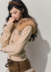 AOMALM cardigan, Korean knit cardigan, fur collar cardigan, hooded knit jacket women, feminine winter cardigan, soft girl knitwear, Korean winter fashion, faux fur collar sweater, slim fit cardigan women, cozy winter knit, cute hooded sweater, Korean aesthetic clothing, women’s winter knit top, feminine layered cardigan, soft winter outfit