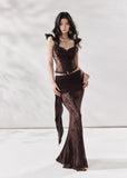 lace two piece set women, lace three piece set, mermaid skirt set women, elegant lace outfit women, black lace co ord set, summer evening outfit women, french style outfit women, bodycon lace set, feminine elegant outfit, luxury summer outfit women, chic lace set women, modern evening wear women, stylish matching set women, trending co ord set women, refined lace outfit