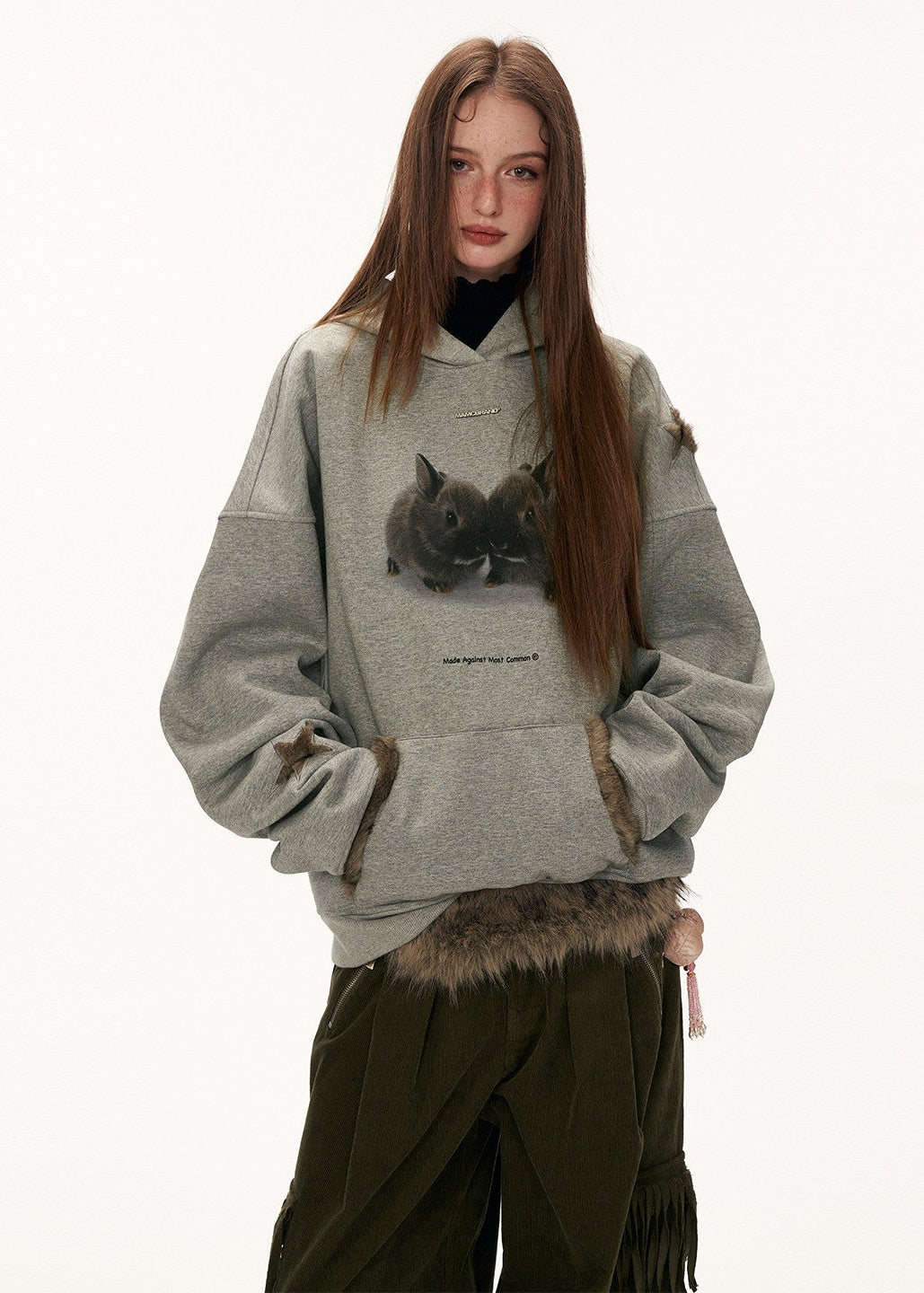 graphic hoodie women, y2k hoodie sweatshirt, rabbit print hoodie, star graphic hoodie, loose fit hoodie women, street style sweatshirt, fall winter hoodie women, lazy fit hooded top, trendy graphic sweatshirt, mamc hoodie style, casual street hoodie, oversized hoodie women, fashion printed hoodie, cozy winter sweatshirt, y2k streetwear hoodie