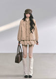 french suit set, ruffle jacket set, autumn two piece outfit women, korean fashion co-ord, puff skirt set, bud skirt outfit, soft girl aesthetic clothes, elegant ruffle jacket, korean chic two-piece, fall fashion women, korean streetwear outfit, cute jacket and skirt set, stylish autumn outfits for women, feminine korean fashion, french style women’s clothing