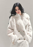 ivory fur coat women, plush winter coat, one piece fur coat, warm fluffy coat, soft girl winter jacket, faux fur dress coat, fw25 plush outerwear, korean winter fashion coat, white fuzzy coat women, elegant winter coat