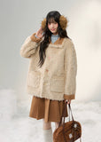 sweet suede patchwork coat, fluffy panel lapel jacket, colorful buckle coat, Korean girly outerwear, AW suede lapel coat, umoumo aesthetic coat, mid-length soft jacket, feminine winter coat, suede and fluff patchwork, cute Korean winter fashion, pastel soft outerwear, warm winter lapel coat, trendy patchwork jacket, Fragileheart soft mood, cozy girly mid-length coat, Korean cute daily outerwear, suede winter jacket girl