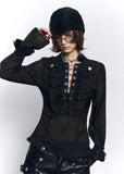 lace up top women, slim fit shirt women, sheer blouse women, grunge outfit women, edgy outfit women, street style top, punk style clothing, y2k edgy outfit, alternative fashion women, corset style top, black fitted blouse, urban streetwear women, mesh panel top, statement top women, fitted long sleeve top, rebellious fashion outfit, underground fashion women, dark aesthetic outfit, edgy streetwear women, slim gothic top