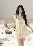 aomalm set, camisole skirt set, cotton two piece set, korean fashion set, feminine summer outfit, cream mini skirt set, romantic two piece outfit, french style summer set, soft girl outfit, cotton camisole top, summer co ord set women, mini skirt set