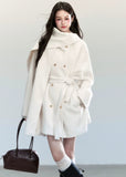 Fragileheart wool coat, scarf collar jacket, ivory belted coat, luxury Korean fashion, quiet luxury outerwear, pastel noir aesthetic, elegant winter coat, K-fashion 2025, soft feminine style, minimalist wool wrap, chic winter outfit, modern elegant outerwear, white long coat, sophisticated Korean womenswear
