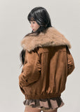 AOMALM jacket, Maillard padded jacket, women winter jacket, plush fur collar jacket, Korean feminine jacket, soft winter outerwear, short padded jacket women, cozy winter jacket, sweet style jacket, faux fur trim coat, warm cotton jacket women, Korean fashion winter, elegant winter jacket, feminine puffer jacket, Maillard color coat, winter warm top