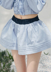 AOMALM collegiate two piece set, French romantic preppy outfit women, feminine ruffle shirt skirt set, Korean elegant spring twinset, quiet luxury romantic outfit, Parisian inspired collegiate fashion, delicate ruffle cropped shirt women, romantic Korean French aesthetic clothing, lightweight spring mini skirt set, refined feminine preppy outfit, soft luxury womenswear twinset, elegant British style two piece, luxury Korean designer inspired outfit