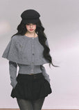 AOMALM knit sweater, cropped winter sweater women, cloak style knit top, Korean feminine sweater, needle twist sweater, winter cropped knit top, women cape sweater, soft winter knitwear, Korean aesthetic clothing, layered winter top, feminine cropped sweater, cozy knit top women, stylish winter sweater, minimalist knitwear, winter fashion women, Korean style winter top