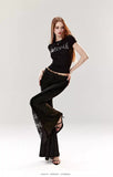 Original lace flared pants high waist