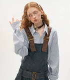 Denim short suspender dress