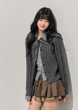korean knit cardigan, faux two piece sweater, twist knitted cardigan, contrast collar cardigan, gingham collar knit, layered look sweater, winter korean fashion top, cable knit cardigan women, aomalm cardigan, preppy korean style sweater, winter knitwear women, soft feminine knit top, cute korean cardigan outfit, warm winter sweater women, korean fashion 2025, layered cardigan women, knitted tops winter, aesthetic korean clothing, long sleeve knit cardigan, preppy knit top, girly winter outfit, stylish knit
