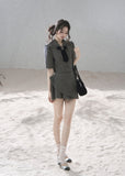 Women’s Parisian-inspired two-piece suit with a flared mini skirt