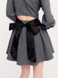 College Style Bowknot Dress Slim Long Sleeve