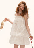 white mini dress women, bandeau dress women, floral textured dress, summer 2026 outfits, korean fashion dress, casual summer dress, aesthetic summer outfit, strapless mini dress, feminine summer dress, lightweight summer dress, cute summer dress, vacation dress women, statement summer dress, flowy mini dress, romantic summer outfit, chic casual dress, layered mini dress, trendy summer outfit, elegant summer dress, white summer dress