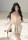 aomalm top, sheer off shoulder top, sunscreen cover up top, korean feminine top, loose summer top, translucent cover up, hazy fog top, pure desire top, asymmetric sleeve top, summer layering top, feminine korean fashion, resort cover up blouse