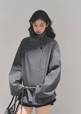AOMALM coat, French Hepburn coat, Korean feminine trench, turtleneck wrap coat, winter knit coat women, belted trench coat, soft feminine outerwear, Korean winter coat, elegant women’s coat, loose fit trench, minimal luxury coat, autumn winter outerwear, French style coat women, neutral winter coat, chic knit trench