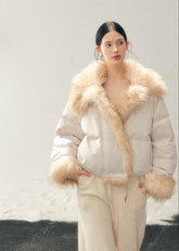 white duck down jacket, fur collar down jacket, women winter down coat, korean style down jacket, feminine winter jacket, short down jacket women, warm winter coat women, plush fur collar jacket, luxury winter outerwear women, soft aesthetic winter coat, padded winter jacket women, aomalm winter jacket, cozy down jacket women, elegant winter coat, fashion down jacket