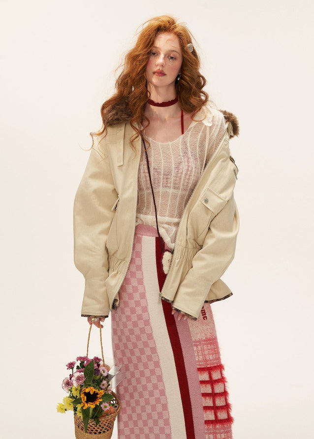 mohair hooded sweater women, white striped knit hoodie slim fit, fall winter 2025 knit top, soft mohair pullover women, korean winter knit fashion, slim cozy hoodie outfit, elegant white sweater women, spice girl knit top street style, nowa tokyo soft street knitwear