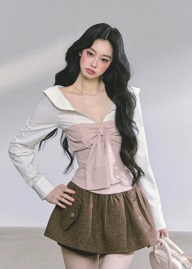 korean skirt, plaid mini skort, trendy bubble skirt, street style skirt, high waist mini skirt, puff skirt women, kfashion skirt, soft girl mini skirt, korean american style clothes, fall winter mini skirt