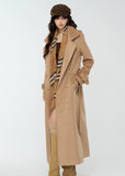 4muggle, camel trench coat, cape trench coat, British style long coat, women’s wool long trench, cape shoulder coat, tweed trench coat, autumn winter coat, elegant long jacket, detective coat style, classic camel wool coat, vintage British fashion, cape design outerwear, slim long coat women, stylish winter coat