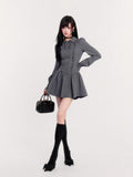 College Style Bowknot Dress Slim Long Sleeve