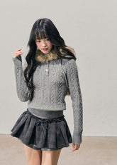 AOMALM knit sweater, Korean hooded knit top, women winter sweater, slim fit knit hoodie, cable knit sweater women, feminine winter top, soft knit hoodie, Korean fashion winter, cozy knit top women, winter layering sweater, hooded cable knit, soft girl aesthetic knit, winter slim sweater, Korean style knitwear, women hooded sweater