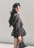 sunset trajectory dress, AOMALM plaid dress, Korean winter dress, polo collar mini dress, plaid shirt dress women, retro check dress, Korean girl outfit winter, slimming mini dress, A-line plaid dress, winter cute mini dress, American retro plaid style, feminine Korean fashion, soft plaid shirt dress, long sleeve winter mini, trendy plaid mini dress, autumn outfit women, winter girly dress, AOMALM clothing, K-fashion plaid dress