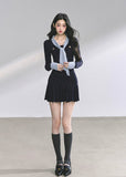 korean mini dress long sleeve, korean hot girl dress, striped collar mini dress, pleated hem bodycon dress, autumn slim fit dress women, seoul fashion dress outfit, kfashion chic black dress, korean preppy style dress, elegant korean party dress, long sleeve korean streetwear, sexy korean mini dress, korean office casual outfit, french style fitted dress, hot girl bodycon fall outfit, korean modern chic dress