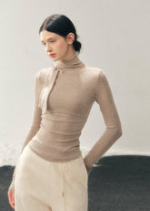 AOMALM semi turtleneck top, women winter base top, slim fit knit shirt, Korean style inner top, feminine long sleeve top, winter layering top women, soft knit turtleneck, minimal Korean fashion, stretch knit base shirt, elegant inner top, women autumn winter top, skin fit knitwear, neutral winter top, daily basic knit top, chic layering essential