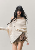 snow country sweater, one shoulder knit, Korean twist sweater, asymmetrical knit top, winter feminine knit, soft Korean fashion, AOMALM sweater, off shoulder winter top, twist cable knit, Korean girl aesthetic outfit, soft girl winter top, French knit sweater, irregular knit design, cozy winter knit, elegant off shoulder top, trendy Korean knitwear, winter twist pullover, romantic knit sweater, feminine winter outfit, AOMALM winter collection