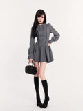 College Style Bowknot Dress Slim Long Sleeve