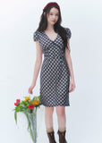 plaid puff sleeve dress, French vintage dress, V neck plaid dress, waist cinching dress, feminine Korean dress, cottagecore plaid dress, romantic summer dress, vintage inspired dress, puff sleeve midi dress, elegant everyday dress, countryside style dress, soft feminine plaid dress, date outfit dress, breathable summer dress, classic plaid dress women