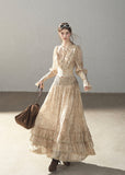 Romantic lace top and long skirt two-piece set