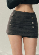 AOMALM skirt, wool mini skirt women, Korean winter skirt, A-line wool skirt, culotte mini skirt, high waist winter skirt, feminine wool skirt, slim fit mini skirt, Korean aesthetic clothing, winter short skirt women, hip hugging skirt, soft wool skirt, button detail mini skirt, autumn winter skirt, Korean fashion women, elegant mini skirt