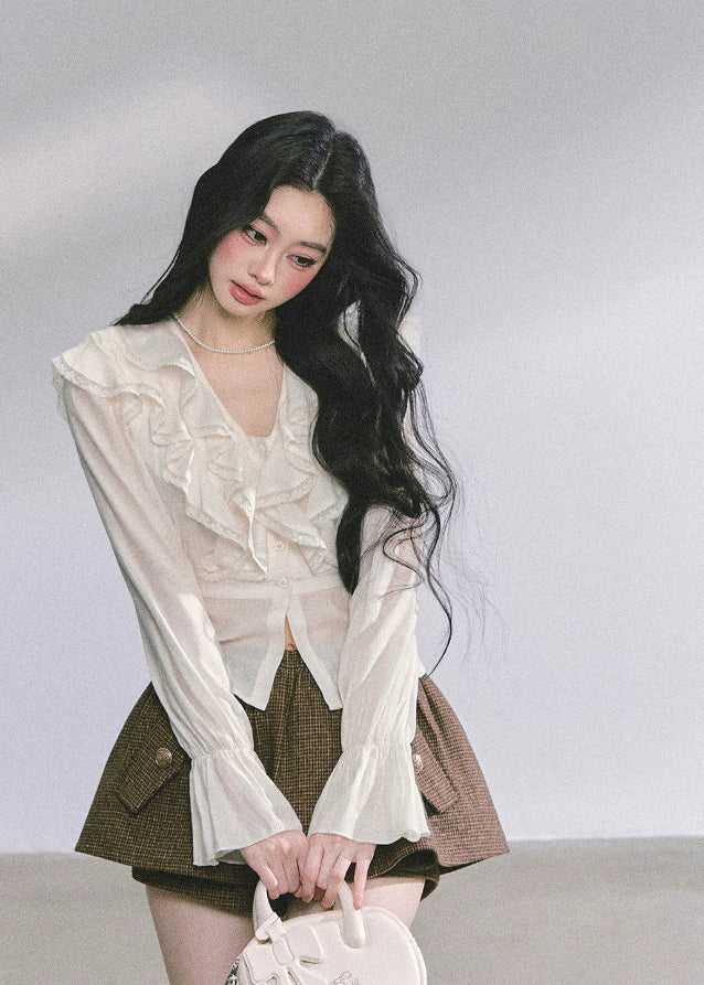 korean skirt, plaid mini skort, trendy bubble skirt, street style skirt, high waist mini skirt, puff skirt women, kfashion skirt, soft girl mini skirt, korean american style clothes, fall winter mini skirt