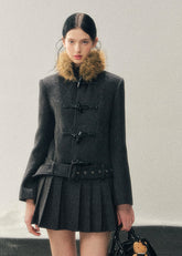 british wool coat women, horn buckle coat, mid length wool jacket, winter wool coat women, korean minimal outerwear, refined women coat, classic toggle coat women, elegant winter jacket, premium wool outerwear, understated women coat, aomalm wool style, timeless winter coat, modern classic women jacket, soft structured wool coat, daily luxury outerwear