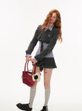 College style short sweater tops with fur pit short skirt pants