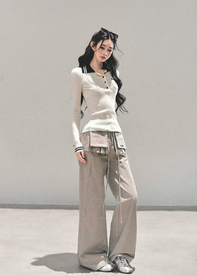 wide leg cargo pants women, bf style trousers, lazy style pants, american street fashion pants, autumn winter wide pants, oversized cargo trousers, utility design pants, korean streetwear bottom, baggy cargo pants women, fw25 fashion
